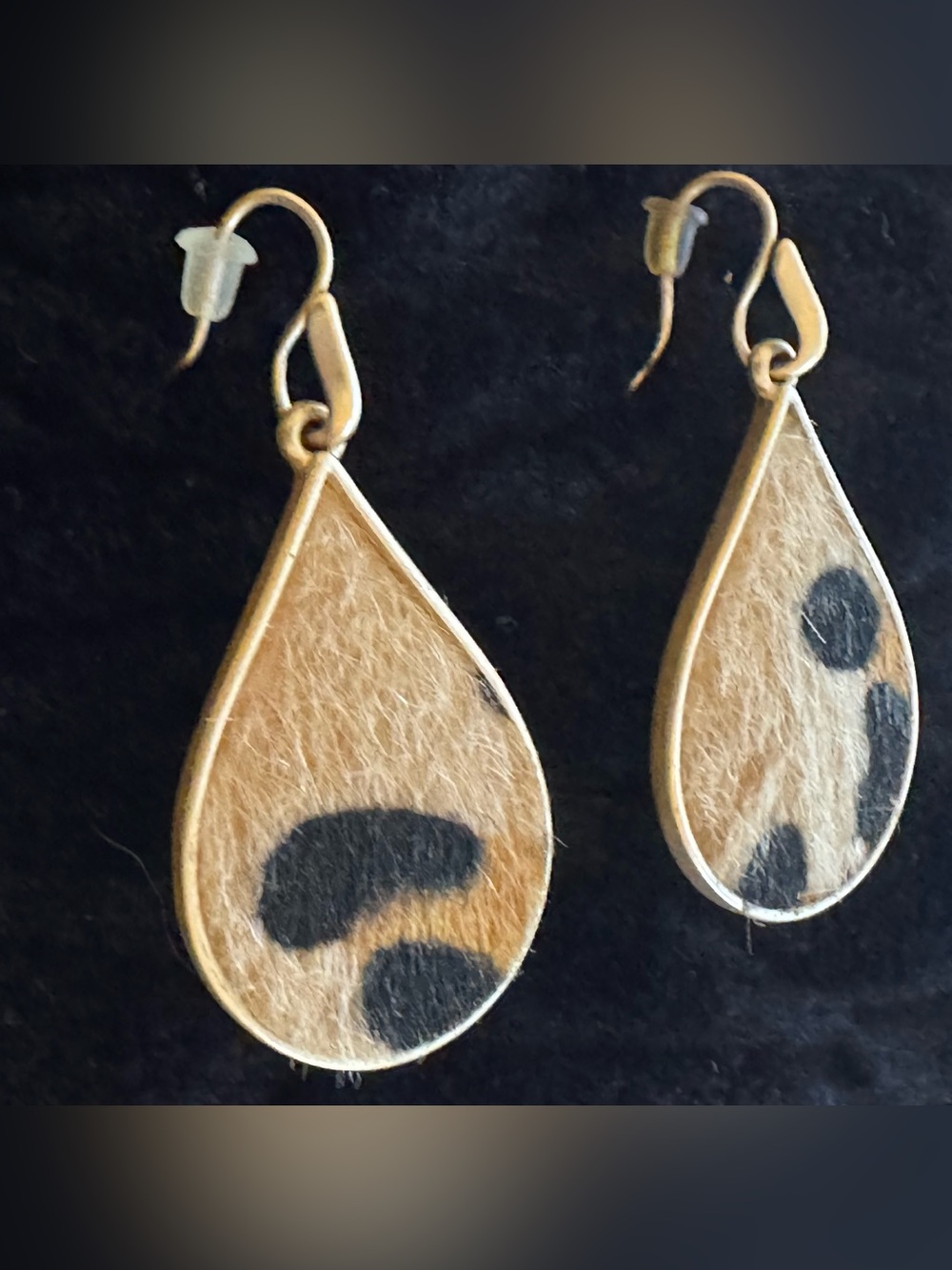 Gold Teardrop Leopard Print Earrings